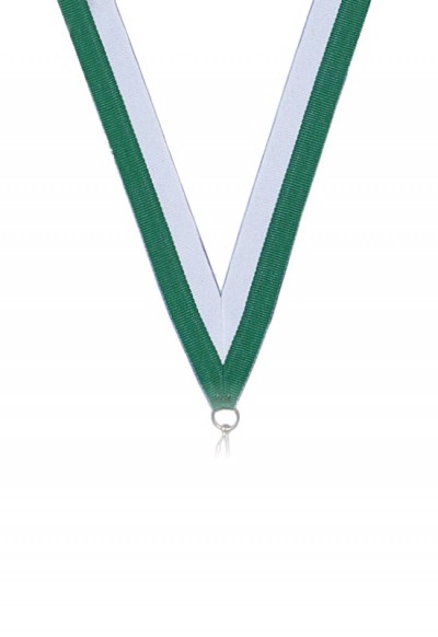 Ruban Médaille  Blanc-Vert - 6039