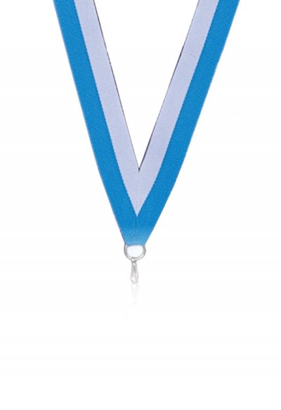 Ruban Médaille  Blanc-Bleu Ciel - 6047