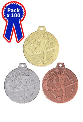 Lot de 100 Médailles Ø 32 mm Football – Q-050