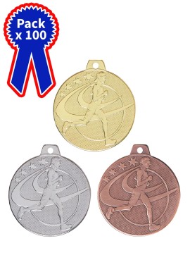 Lot de 100 Médailles Ø 32 mm Course à pied – Q-060