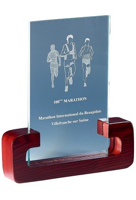 Trophée Verre & Bois Personnalisé 163-31-CLI